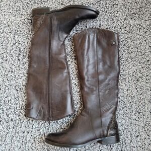 Arturo Chiang chocolate brown leather boots low heel moto rocker fairy grunge